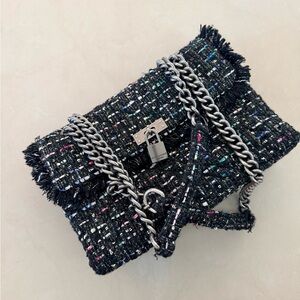 Kurt Geiger Black Multicolor Tweed Clutch
